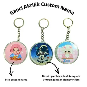 GANCI AKRILIK BULAT CISTOM NAMA Gantungan HP Praktis dan Elegan Cocok untuk Tas dan Aktivitas Luar Ruangan Desain Simpel dan Modern