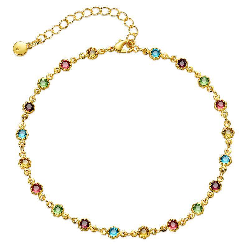 Product Introduction of Octagonal Edge Covered Color Zircon Anklet Ethnic Style Foot Ornaments 2