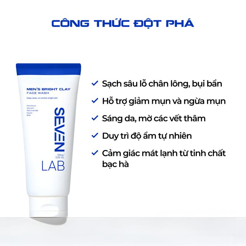 Combo serum dưỡng trắng da và sữa rửa mặt ngừa mụn nam giới SEVENLAB hỗ trợ kiểm soát dầu, ngăn ngừa mụn, mờ thâm, sáng da vượt trội 3