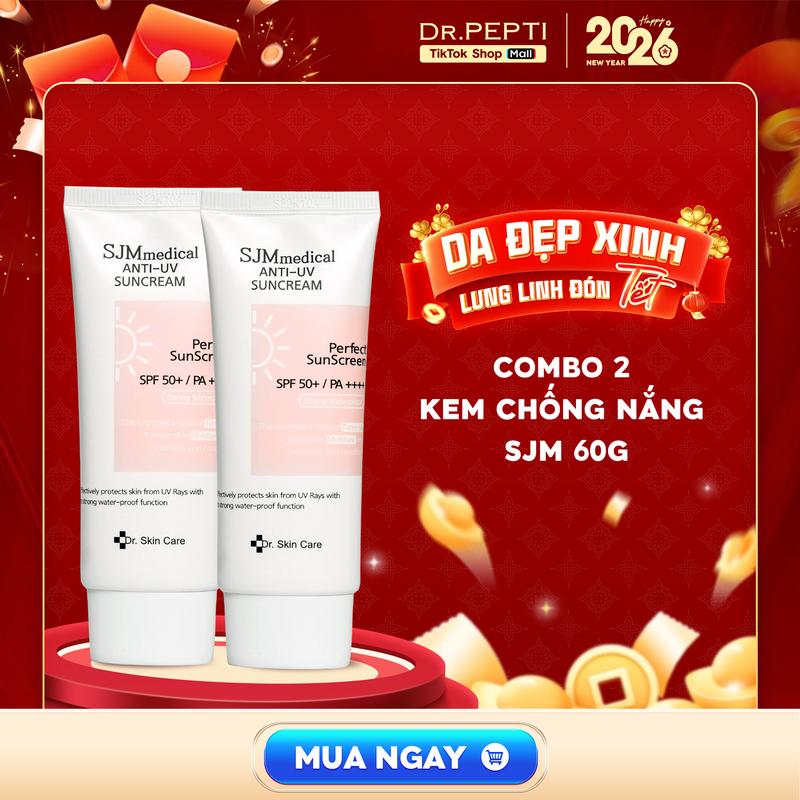 Quà Tặng Mặt Nạ Chống Tia UV Combo 2 Tuýp Kem Chống Nắng SJM Nâng Tone Chống Nước Cho Da Thường Da Khô Hàn Quốc 60ml Tặng 1 Khẩu Trang Chống Tia UV Đen