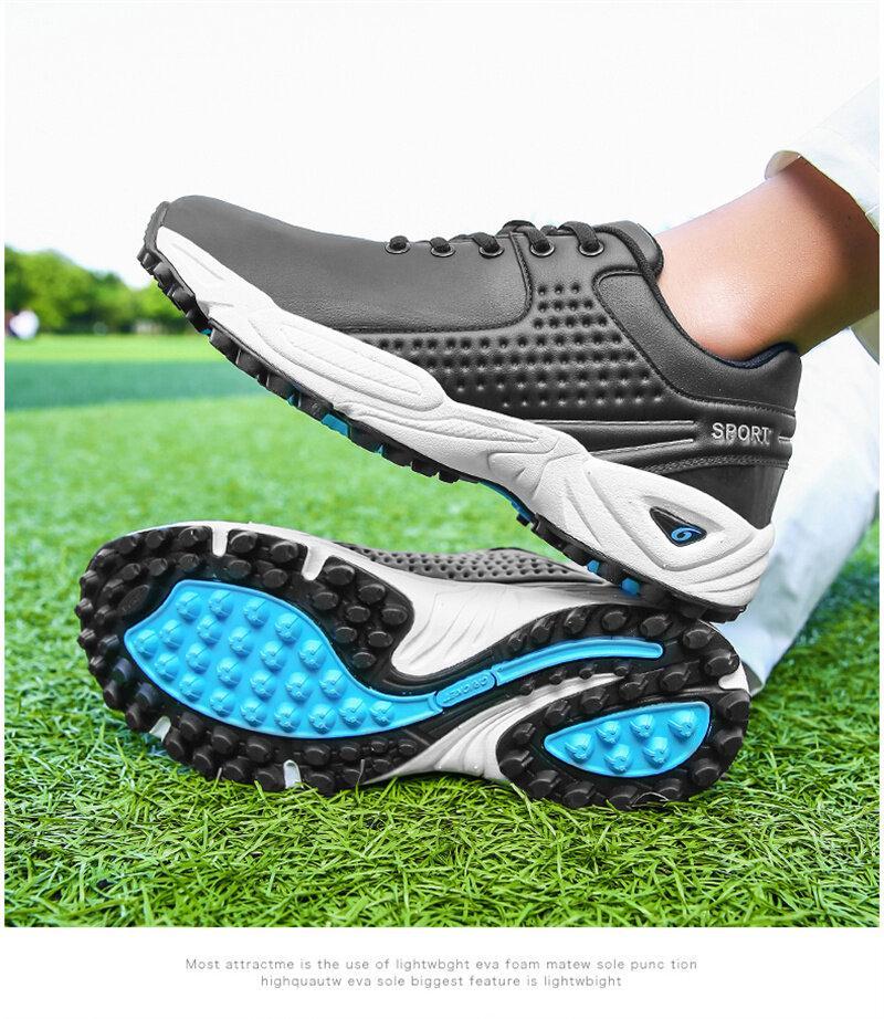 Product Introduction of New High Quality Men Professional Golf Shoes Waterproof Spikes Golf Sneakers Black White Golf Trainers Big Size 40-47 25