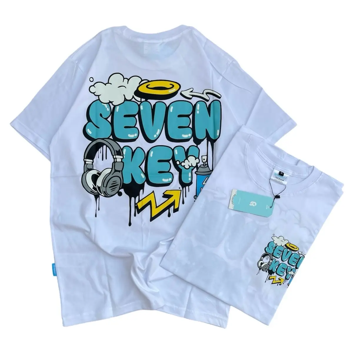KAOS SEVENKEY HNDFREE PUTIH KAOS PRIA KAOS DISTRO SEVENKEY ORIGINAL Bandung Combed Sablon Baju Motif Oversize Katun Santai