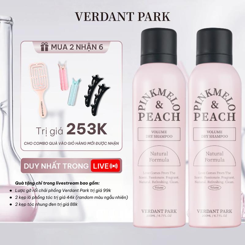 Combo xịt khô phồng tóc VERDANT PARK dầu gội khô kiềm dầu lâu bết mùi Pinkmelo Peach Bluebell Cedar Jadeitea Amber COMBO34 VDPK03 VDPK04 Nữ Women