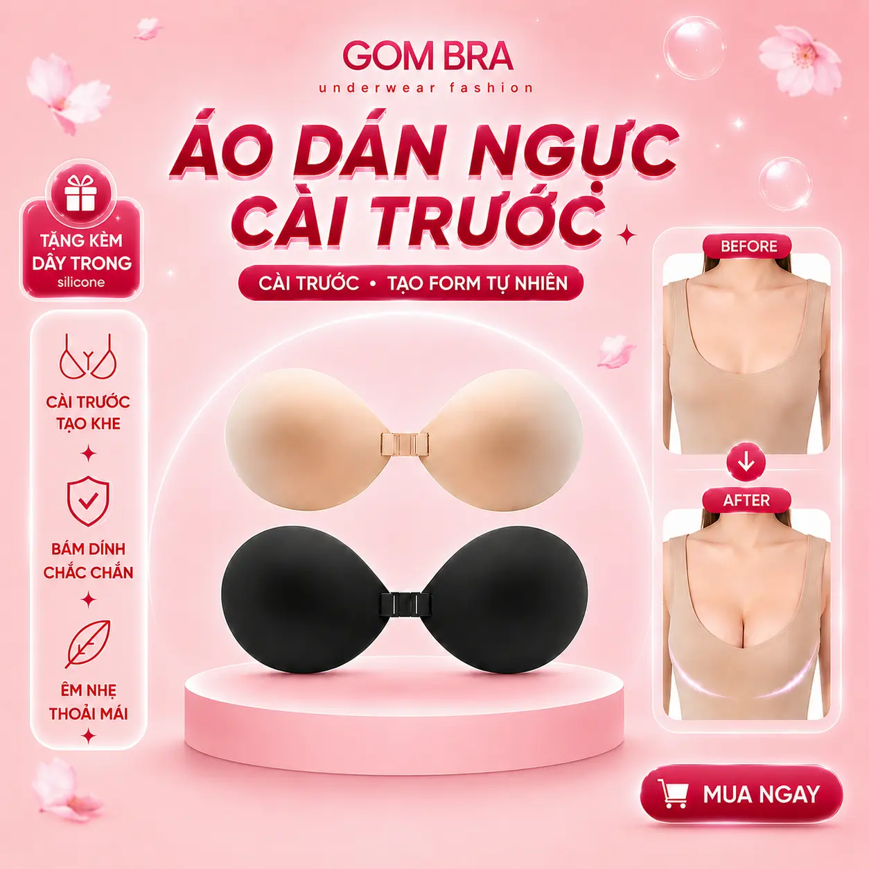 [BEST SELLER] Áo dán ngực cài trước nâng ngực gom quả tạo khe Gom Bra, thiết kế cúp ngực bám dính - SA-0127 Nữ Women Voi
