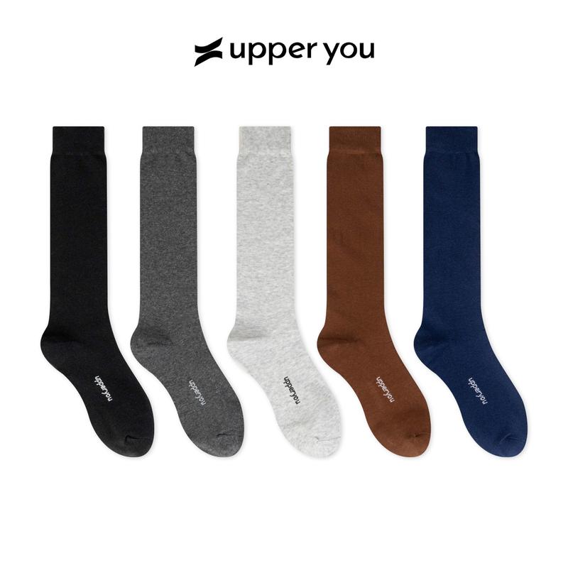  Tất Vớ Nam Trơn Cổ Cao 30cm UPPER YOU Cotton Tự Nhiên Êm Ái Dày Dặn Thoáng Khí Khử Mùi - BSF5001 Menswear Đen 