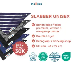 (BELI 2 HANYA 30K) Malilkids Celemek Baby Bib Slabber Segitiga Double Layer : Motif Unisex