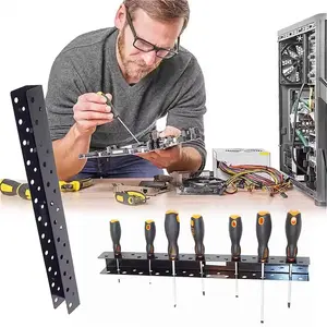 Wall Mount Wrench Screwdriver Organizer Rail Rack Storage Holder Garage Workshops Hardware Tool Display Hanger - 23 Holes--2pcs