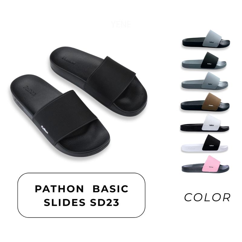  SD31NHAM - PATHON Dép quai ngang nam nữ- quai PVC đen và đế IP trắng Dép nam   dép nữ đế cao 2cm êm nhẹ 