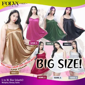 FOLVA lingerie tanktop dress satin mekar big size jumbo Wanita