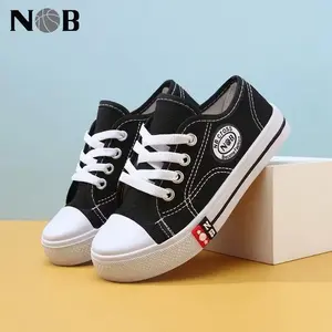 NOB Low Kiddy Sneakers untuk Gadis dan Laki-laki | Sepatu Sekolah Kanvas Formal dengan Tali Nyaman dan Aman