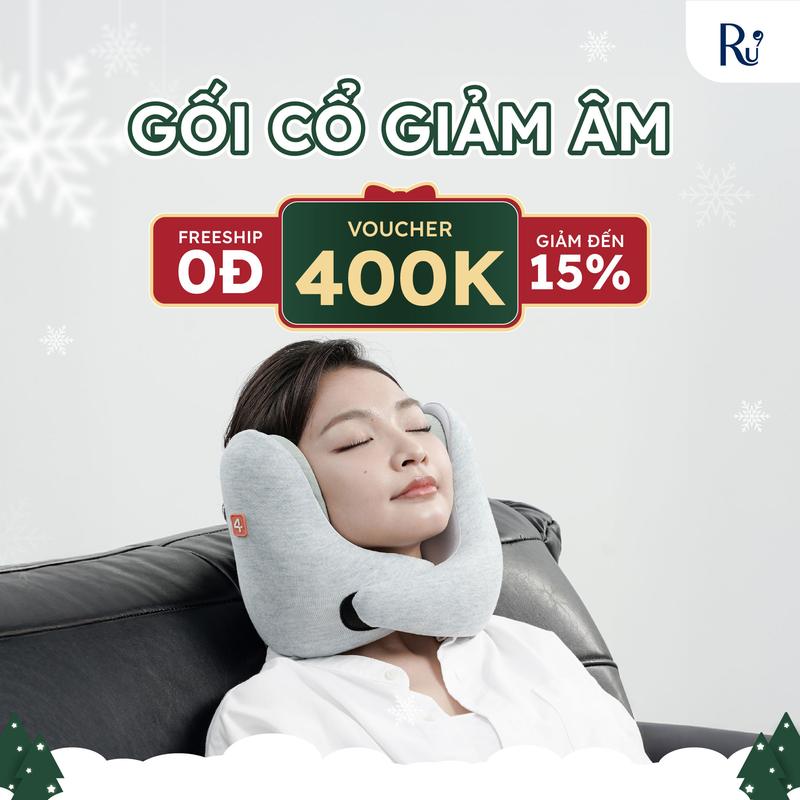 VOUCHER 22% Gối Cổ Giảm Âm 4The | Noise Cancelling Pillow | Gối Cổ Du Lịch Thoải Mái - Chống Ồn| 3 Màu Sắc | Cam Xám Xanh Dương