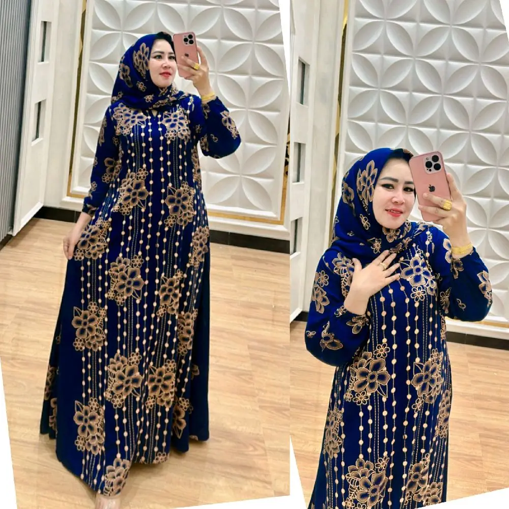 Gamis set hijab gerimis motif terbaru