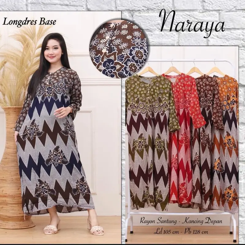 LONGDRESS BASE BATIK ETNIK 100RB/3 PCS BUSUI FRIENDLY RAYON 3