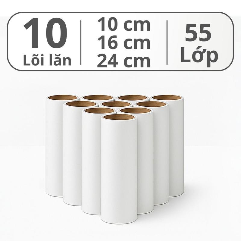 Combo 10 lõi lăn bụi thay thế SORA, size 24cm, 16cm, 10cm, cuộn lăn bụi 55 lớp…