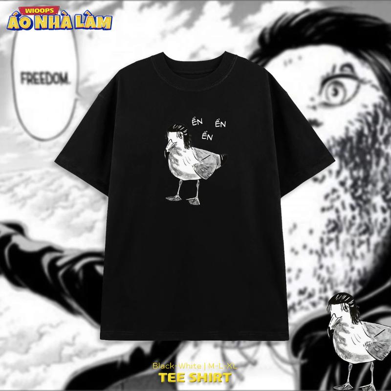 Áo Thun Eren AOT Tay Lỡ Nam Nữ Cotton Unisex , Áo Phông Cổ Tròn Hài Hước Form Rộng Basic Oversize HUNEE Trend 2025