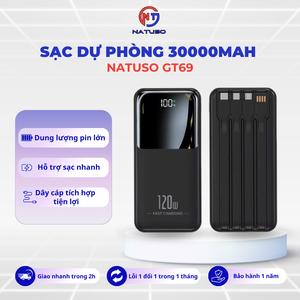 [Tặng sạc 3 đầu] Sạc dự phòng 30000mah Pin dung lượng lớn sạc nhanh 22,5W đi kèm dây sạc điện thoại – GT69