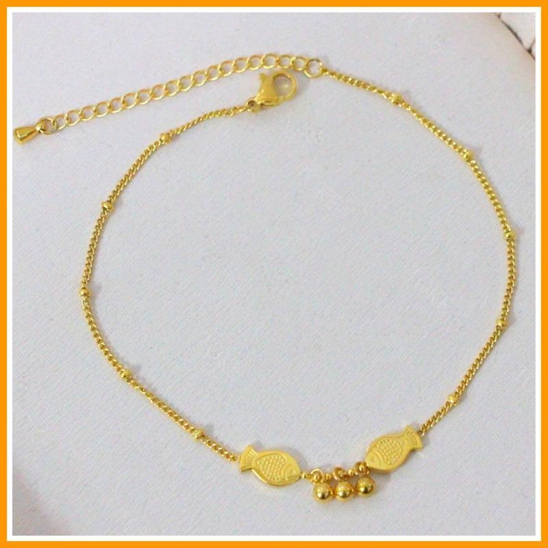 Lắc chân Cá đôi cá tính vòng chân nữ khống gỉ không đen trang sức titan