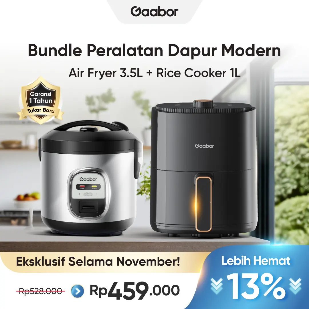 [Exclusive Tokomamagigi] Gaabor Air Fryer 3.5L Mesin Penggorengan Tanpa Minyak Low Watt + Gaabor Rice Cooker Magic Com 400W 1L  Multifungsi Serbaguna / AF-35M02A