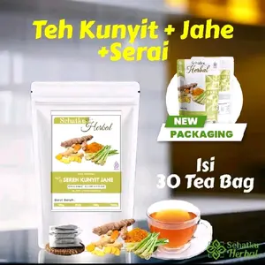 Teh Kunyit Jahe Serai Lemongrass Tumeric Ginger Isi 30 Tea Bag Organik Superfood Untuk Kesehatan