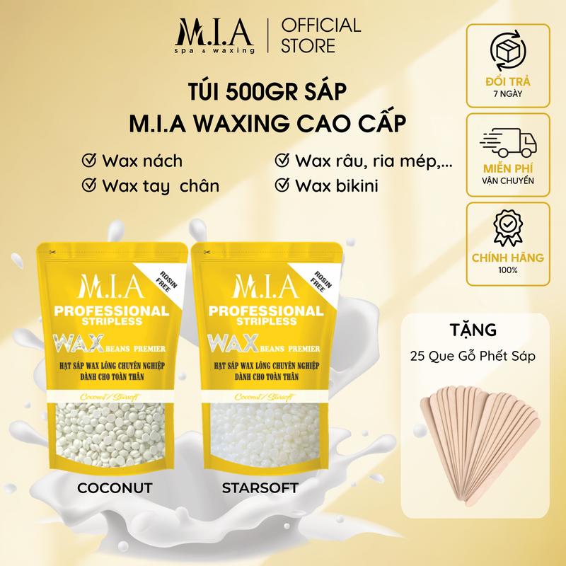 [ TẶNG QUE GỖ ] 500gr Sáp Wax Lông Cao Cấp MIA WAXING wax lông nách, lông chân, wax toàn thân
