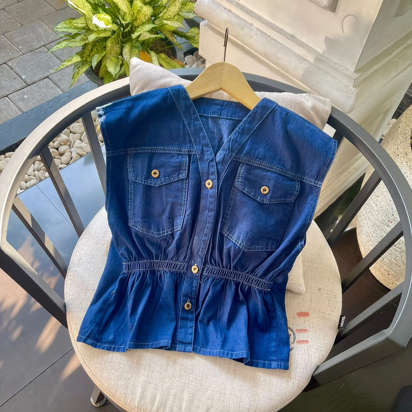 ZORA VEST KARET PINGGANG / JEANS VEST WANITA KEKINIAN TERBARU