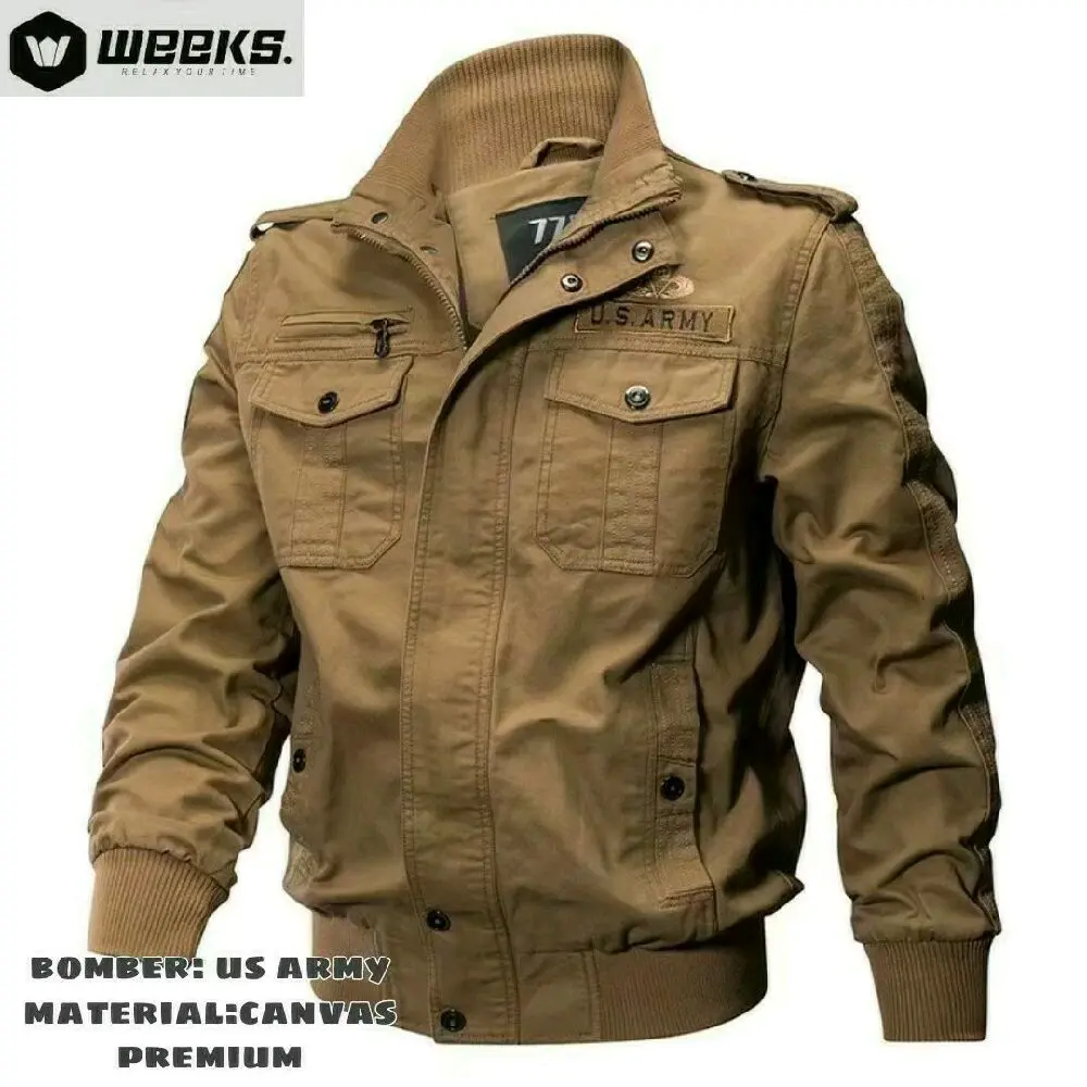 jaket bomber us army // jaket bomber militer // jaket pria // jaket bomber terbaru Nyaman Keren Casual Canvas