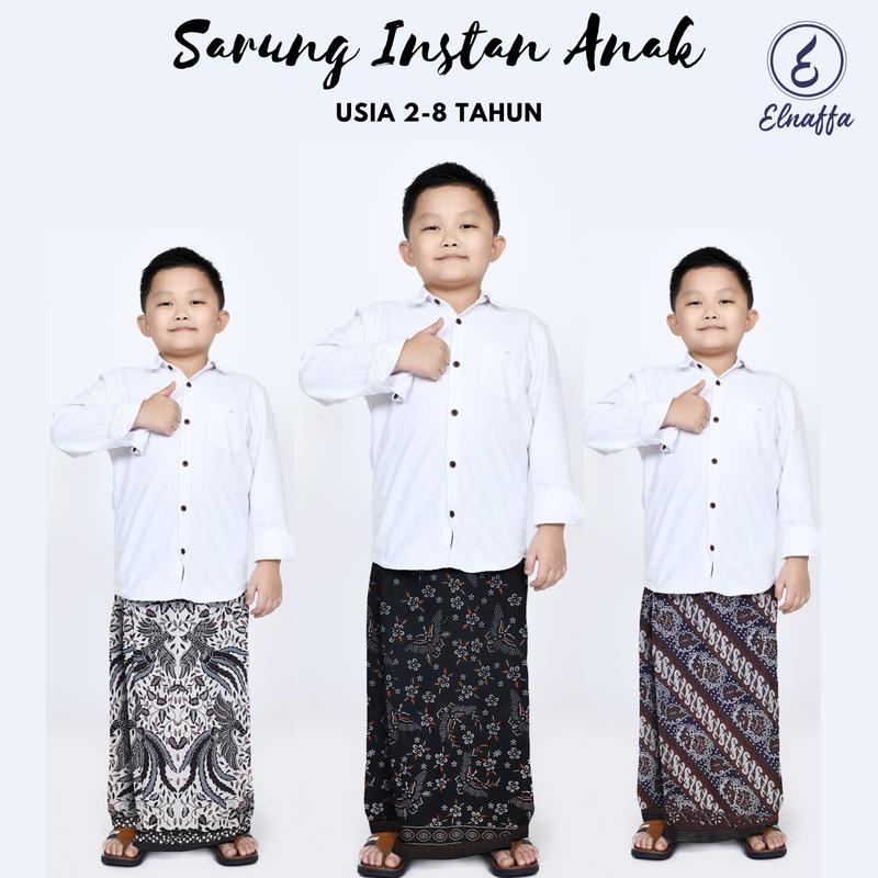 Elnaffa-Sarung Instan Anak Usia 2-8 Tahun, Sarung Anak Motif Batik GUS IQDAM 1