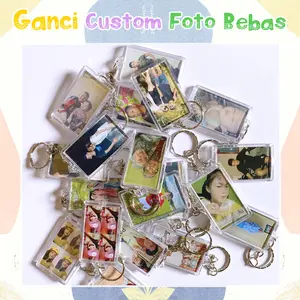 Gantungan Kunci Custom Foto Bebas Bahan Akrilik Bening Tebal Ganci Chains