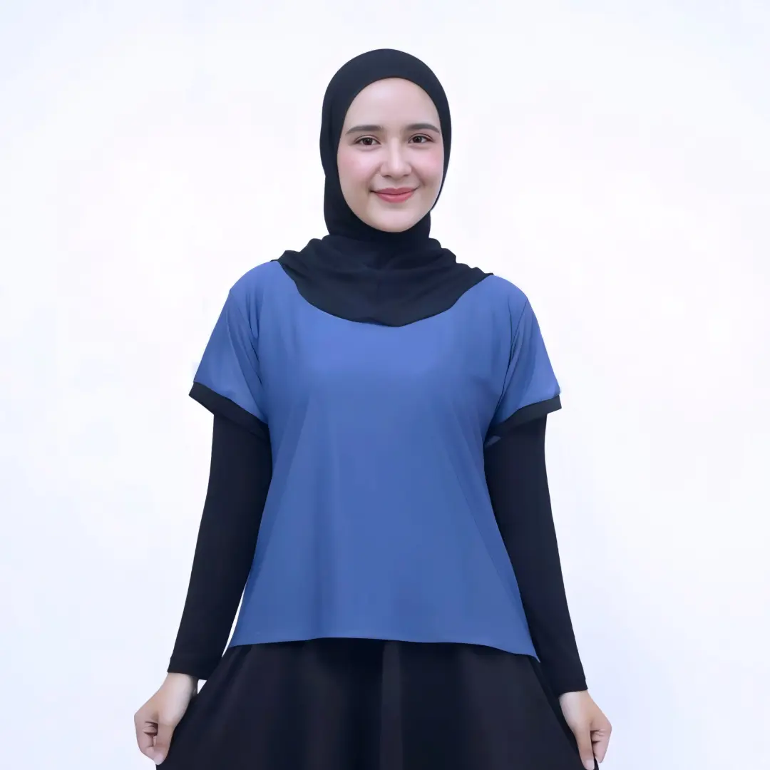 Azkadiena Crop Top Olahraga Wanita Tangan Panjang Oversize Jumbo Kaos Sport