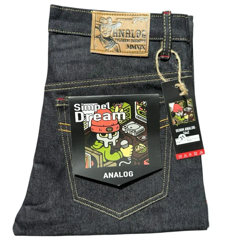CELANA DENIM SELVEDGE ACCENT 16oZ ANALOG ART SIMPLE DREAM / RAW DENIM / SELVEDGE PRIA / JEANS PRIA / DENIM KAKU / DENIM ANAK TANGGUNG DAN DEWASA 1