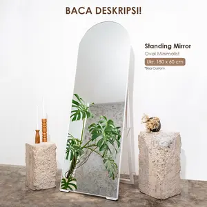 FREE PACKING KAYU - 180x60 ASTARE Kaca Cermin Standing Mirror Aestethic Oval Minimalis (WAJIB BACA DESKRIPSI!)