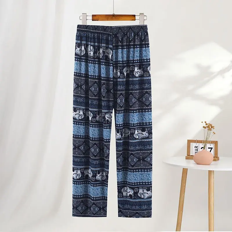 Women's new straight leg wide leg pants elephant pattern high waist loose casual comfort Elastic Womenswear Belt Bottom Day Fit Soft Trouser Lingerie Fabric Comfortable