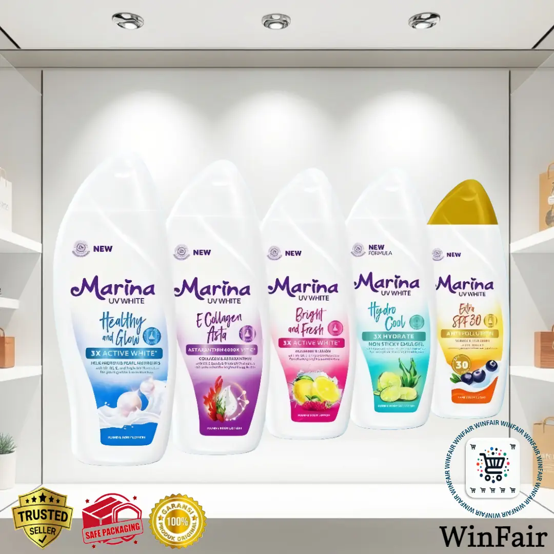 Marina UV White Hand & Body Lotion 92 ml, 185 ml Niacinamide Perawatan Vitamin Melembutkan Mencerahkan Kulit