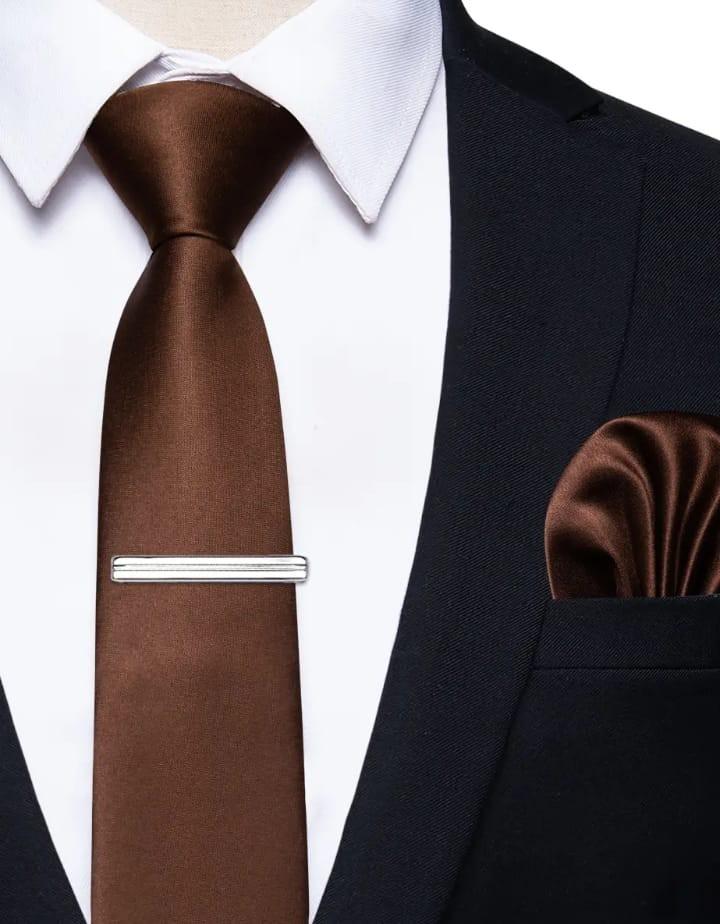 Product Introduction of Dasi instan  pria plus penjepit dasi silver metalik dasi 3inchi 8 cm+ pocket square 3 in 1 packing box 15