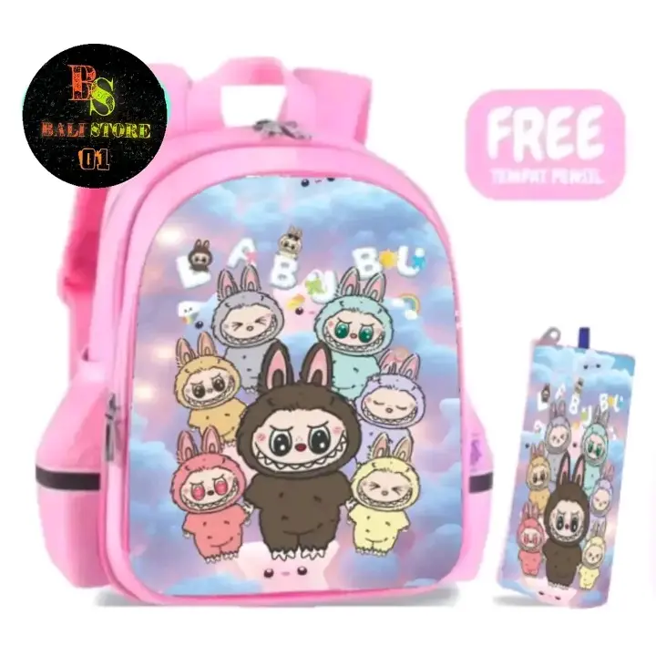 TAS LABUBU SD. TAS SEKOLAH . LABUBU VIRAL . RANSEL LABUBU.  LABUBU PLINTING .LABUBU PRINTING. TAS ANAK Selempang Wanita Perempuan Slingbag banana jansport 4