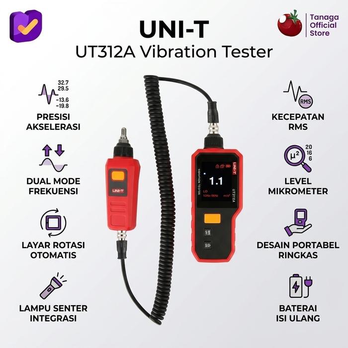 Gambar UNI-T UT312A Vibration Meter Acceleration Velocity Displacement Tester Industrial Digital Analyzer LCD TFT Rechargeable dari Tanaga Online Shop Kota Administrasi Jakarta Barat Tokopedia
