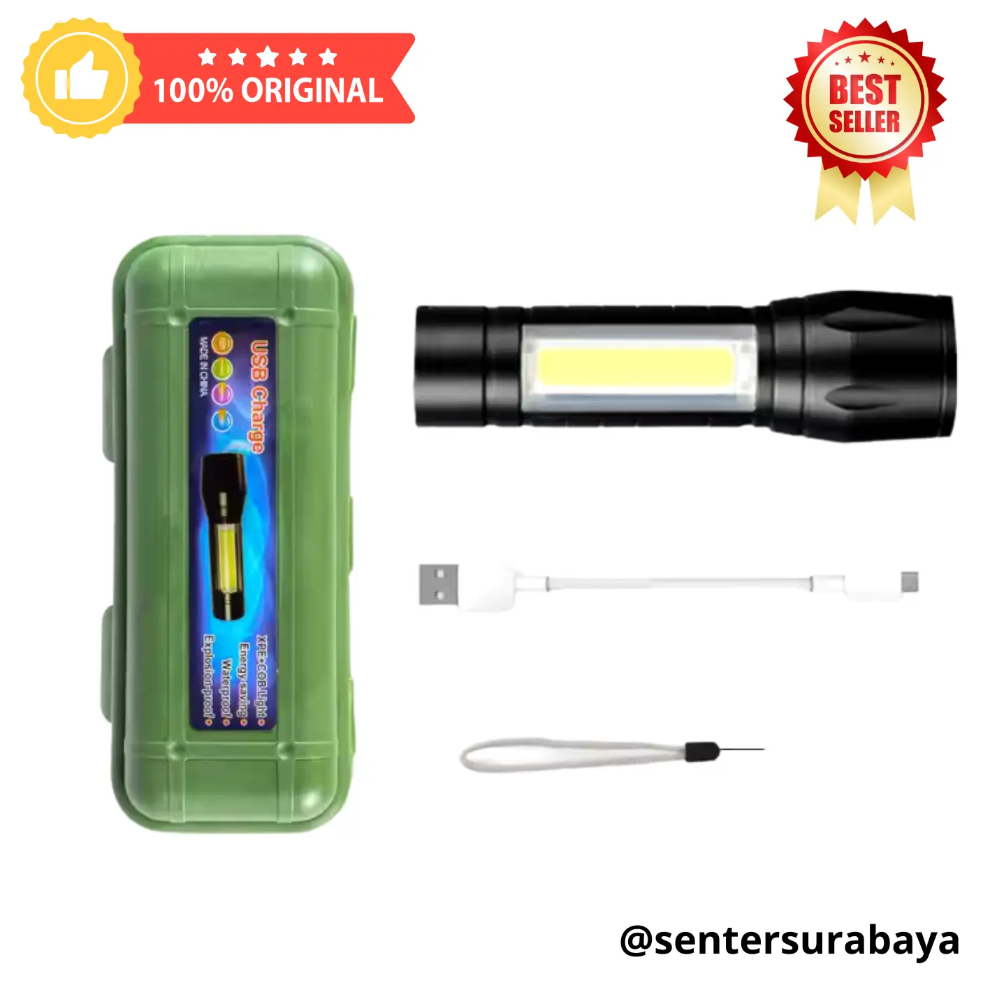 Senter Poket Mini USB Cahaya Terang Led Grosir Murah Surabaya Bisa di Ces COD Premium Original