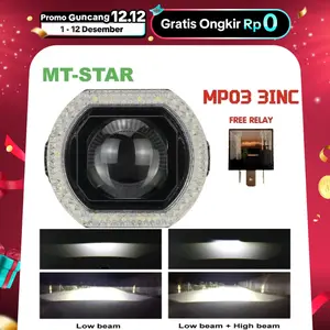 [HARGA SATUAN] MT-STAR MP03 Projie Biled Crystal 3INCH High Low Putih Di lengkapi kipas pendingin Devil Dan Shroud untuk Car dan Motorcycle dengan kabel yang aman