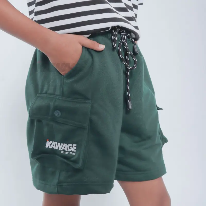 kawage celana cargo pendek anak laki laki celana pendek unisex usia 8-14 tahun bahan pleece tebal 0