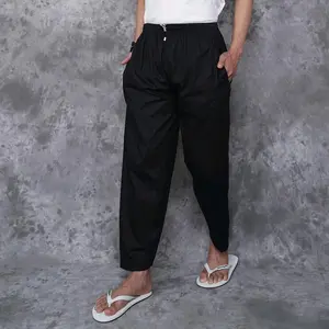 Celana Ihram Pria Hitam Bahan Katun Twill Perlengkapan Haji dan Umroh Karet Nyaman Panjang