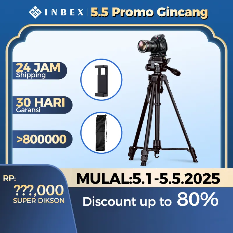 【K】【Beli 1 Gratis 4 】【24H shipping】【warranty 30 HARI】 INBEX Upgraded 3520 Dual Level Tripod Black+black storage bag+INBEX Bluetooth Remote Control/Remote Selfie Shutter /Wireless Remote for Android IOS Smartphone Aluminium Hitam