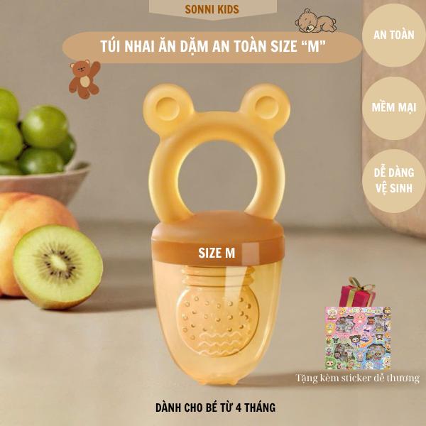 Túi nhai ăn dặm silicone Emoon cho bé từ 4 tháng tuổi giúp bé tập nhai an toàn,…