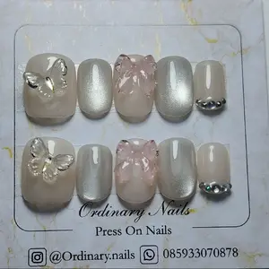 Ordinary Nails Press On Nails Kuku Cantik handmade kuku palsu wedding Hias Hand Made Lamaran 3D