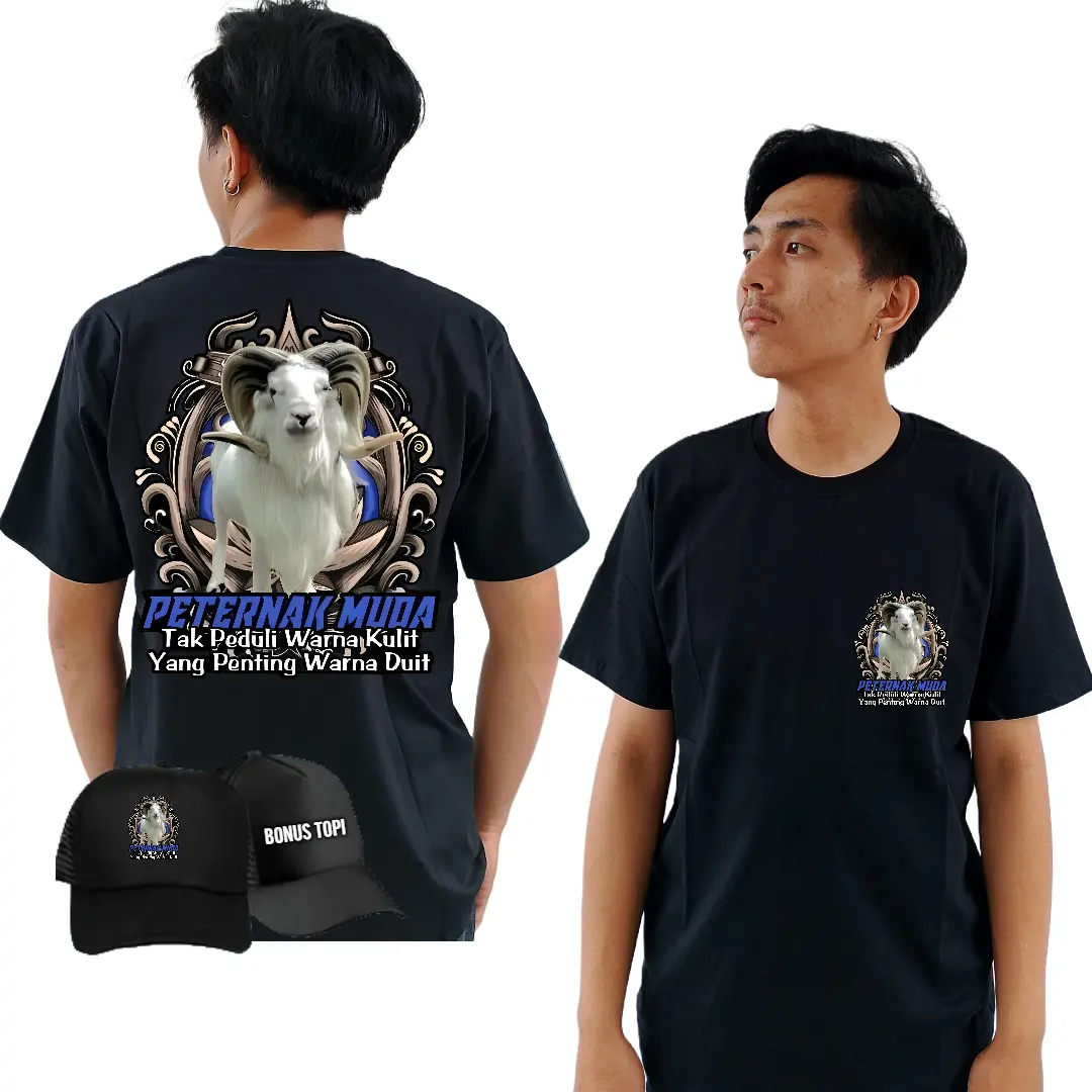 KAOS PETERNAK MUDA DOMBA GARUT DESAIN TERBARU SABLON KUALITAS PREMIUM GRATIS TOPI JARING HITAM