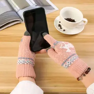 sarung tangan wanita woll rajut motif premium super tebal touchscreen gloves
