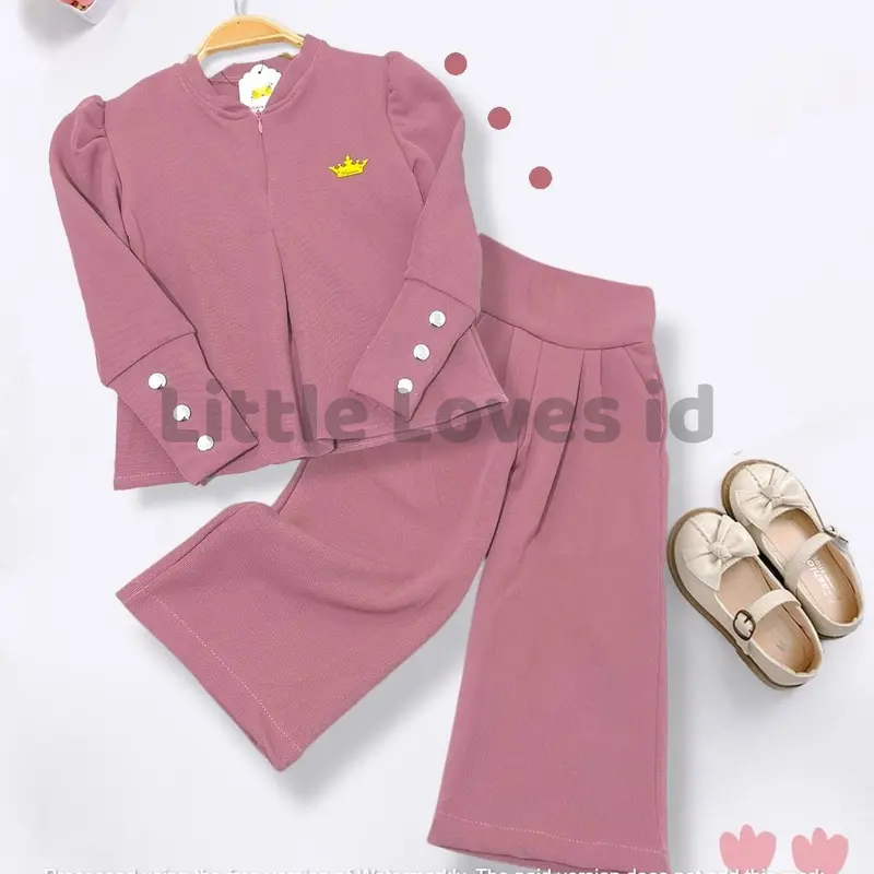 Setelan kulot lebaran anak perempuan model lengan inara bahan knit japan linen usia 1 sampai 2 tahun banyak pilihan warna 7