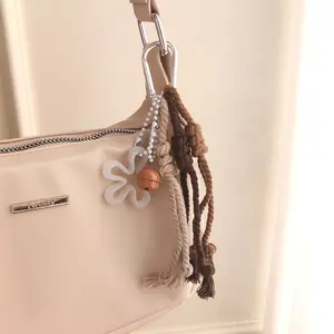 Bag Charm Macrame Flower Series Gantungan Tas Tali Katun Anyam Lonceng Komcinasi