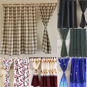 Gorden Jendela Pendek Perekat Kain Katun Disperse/Embos - Ukuran 120x120cm Curtain 1 Lembar
