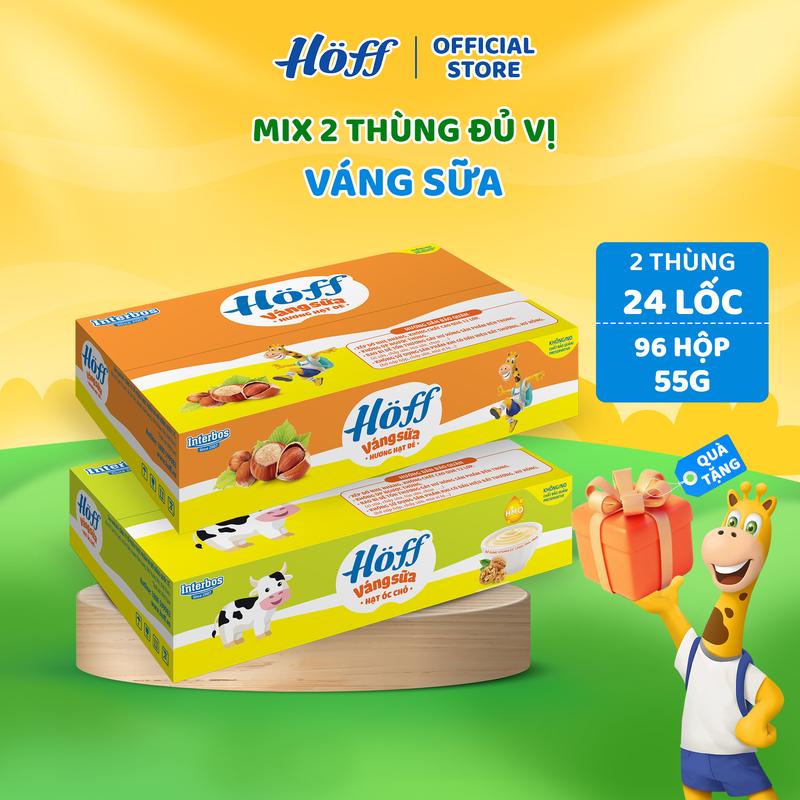 Combo 2 thùng Váng sữa cháo sữa Organic mix vị Hoff 96 hộp x 55g