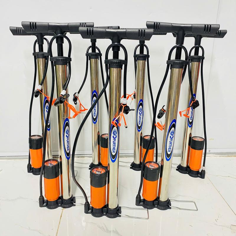 Bơm tay xe đạp, xe máy, có đồng hồ, thiết kế tiện lợi và dễ dàng sử dụng, thân inox chống han gỉ 160PSI - Bơm tay inox